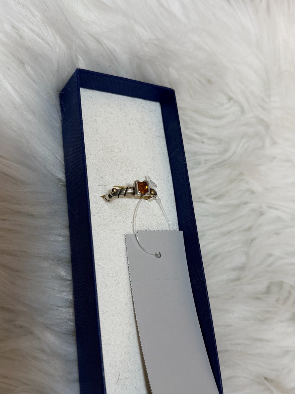 Sterling Silver Vintage Designer John Atencio With Square-Cut Citrine Gemstone